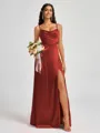 A-line Spaghetti Straps Floor-Length Silk Like Satin Bridesmaid Dress