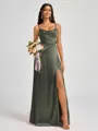 A-line Spaghetti Straps Floor-Length Silk Like Satin Bridesmaid Dress
