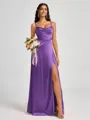 A-line Spaghetti Straps Floor-Length Silk Like Satin Bridesmaid Dress
