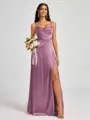 A-line Spaghetti Straps Floor-Length Silk Like Satin Bridesmaid Dress