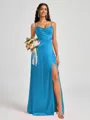 A-line Spaghetti Straps Floor-Length Silk Like Satin Bridesmaid Dress
