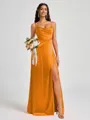 A-line Spaghetti Straps Floor-Length Silk Like Satin Bridesmaid Dress