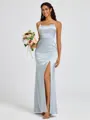 Sheath Spaghetti Straps Floor-Length Silk Like Satin Bridesmaid Dress