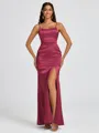 Sheath Spaghetti Straps Floor-Length Silk Like Satin Bridesmaid Dress