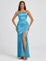 Sheath Spaghetti Straps Floor-Length Silk Like Satin Bridesmaid Dress