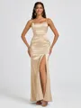 Sheath Spaghetti Straps Floor-Length Silk Like Satin Bridesmaid Dress