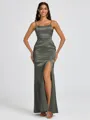 Sheath Spaghetti Straps Floor-Length Silk Like Satin Bridesmaid Dress