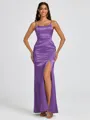 Sheath Spaghetti Straps Floor-Length Silk Like Satin Bridesmaid Dress