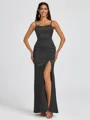 Sheath Spaghetti Straps Floor-Length Silk Like Satin Bridesmaid Dress