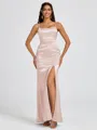 Sheath Spaghetti Straps Floor-Length Silk Like Satin Bridesmaid Dress
