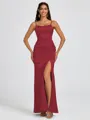 Sheath Spaghetti Straps Floor-Length Silk Like Satin Bridesmaid Dress