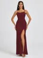 Sheath Spaghetti Straps Floor-Length Silk Like Satin Bridesmaid Dress