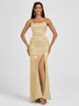Sheath Spaghetti Straps Floor-Length Silk Like Satin Bridesmaid Dress