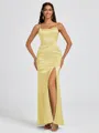 Sheath Spaghetti Straps Floor-Length Silk Like Satin Bridesmaid Dress