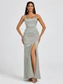 Sheath Spaghetti Straps Floor-Length Silk Like Satin Bridesmaid Dress