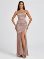 Sheath Spaghetti Straps Floor-Length Silk Like Satin Bridesmaid Dress
