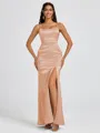 Sheath Spaghetti Straps Floor-Length Silk Like Satin Bridesmaid Dress