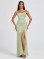 Sheath Spaghetti Straps Floor-Length Silk Like Satin Bridesmaid Dress