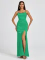 Sheath Spaghetti Straps Floor-Length Silk Like Satin Bridesmaid Dress