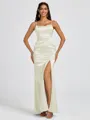 Sheath Spaghetti Straps Floor-Length Silk Like Satin Bridesmaid Dress