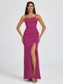 Sheath Spaghetti Straps Floor-Length Silk Like Satin Bridesmaid Dress