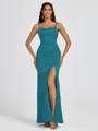 Sheath Spaghetti Straps Floor-Length Silk Like Satin Bridesmaid Dress