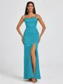 Sheath Spaghetti Straps Floor-Length Silk Like Satin Bridesmaid Dress