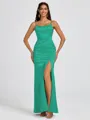 Sheath Spaghetti Straps Floor-Length Silk Like Satin Bridesmaid Dress