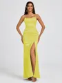 Sheath Spaghetti Straps Floor-Length Silk Like Satin Bridesmaid Dress