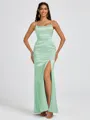Sheath Spaghetti Straps Floor-Length Silk Like Satin Bridesmaid Dress