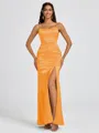 Sheath Spaghetti Straps Floor-Length Silk Like Satin Bridesmaid Dress