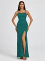 Sheath Spaghetti Straps Floor-Length Silk Like Satin Bridesmaid Dress