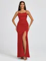 Sheath Spaghetti Straps Floor-Length Silk Like Satin Bridesmaid Dress