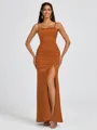 Sheath Spaghetti Straps Floor-Length Silk Like Satin Bridesmaid Dress