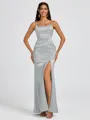 Sheath Spaghetti Straps Floor-Length Silk Like Satin Bridesmaid Dress