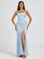 Sheath Spaghetti Straps Floor-Length Silk Like Satin Bridesmaid Dress