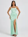 Sheath Spaghetti Straps Floor-Length Silk Like Satin Bridesmaid Dress