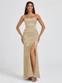 Sheath Spaghetti Straps Floor-Length Silk Like Satin Bridesmaid Dress