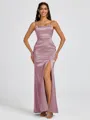 Sheath Spaghetti Straps Floor-Length Silk Like Satin Bridesmaid Dress