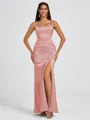 Sheath Spaghetti Straps Floor-Length Silk Like Satin Bridesmaid Dress