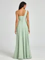 A-line One-Shoulder Pleated Floor-Length Chiffon Bridesmaid Dress