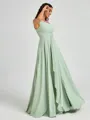A-line One-Shoulder Pleated Floor-Length Chiffon Bridesmaid Dress