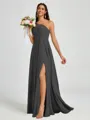 A-line One-Shoulder Pleated Floor-Length Chiffon Bridesmaid Dress