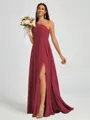 A-line One-Shoulder Pleated Floor-Length Chiffon Bridesmaid Dress