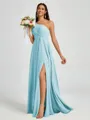 A-line One-Shoulder Pleated Floor-Length Chiffon Bridesmaid Dress