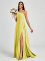 A-line One-Shoulder Pleated Floor-Length Chiffon Bridesmaid Dress