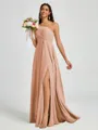 A-line One-Shoulder Pleated Floor-Length Chiffon Bridesmaid Dress