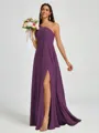 A-line One-Shoulder Pleated Floor-Length Chiffon Bridesmaid Dress