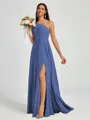 A-line One-Shoulder Pleated Floor-Length Chiffon Bridesmaid Dress