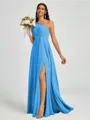 A-line One-Shoulder Pleated Floor-Length Chiffon Bridesmaid Dress